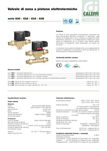 Valvole di zona a pistone elettrotermiche. Serie 630 - Caleffi