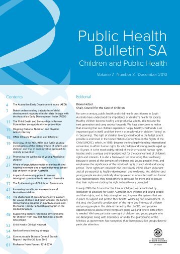 Public Health Bulletin SA - Volume 7, Number 3, December 2010