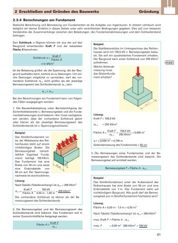 2 Erschließen und Gründen des Bauwerks Gründung - Verlag ...