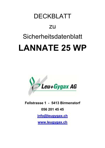 Lannate 25 WP Sicherheitsdatenblatt - Leu+Gygax AG