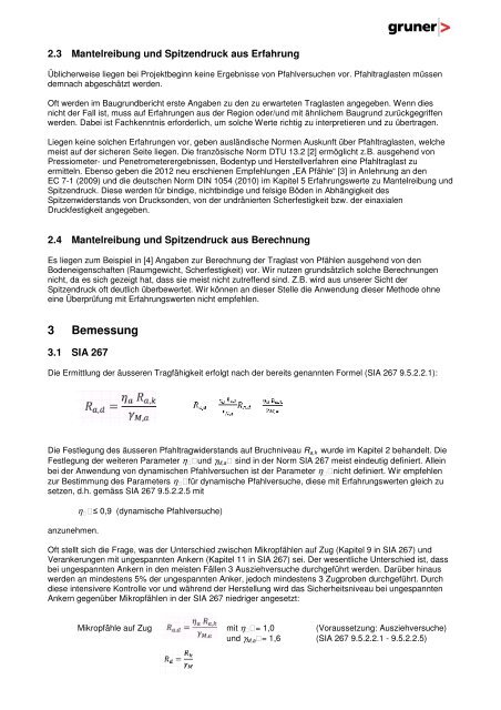 Pfahlbemessung nach SIA 267 – Erfahrungen aus der ... - Gruner AG