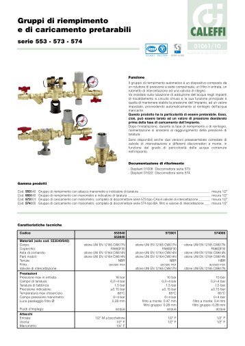 Gruppi di riempimento e di caricamento pretarabili - Caleffi