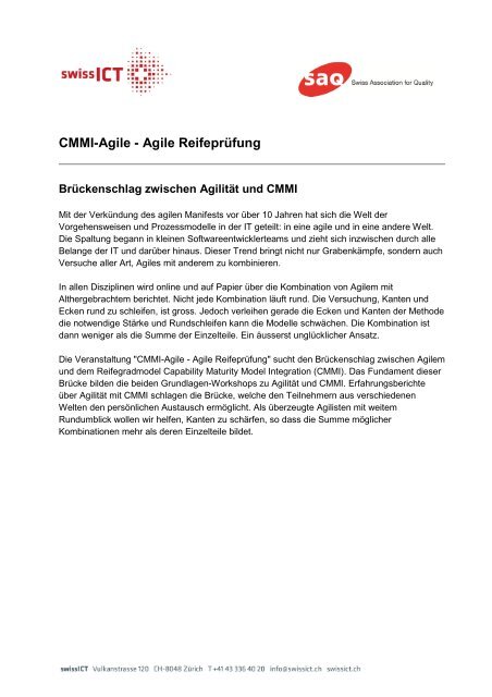 CMMI-Agile - Agile Reifeprüfung - Referenten und Abstracts - SAQ