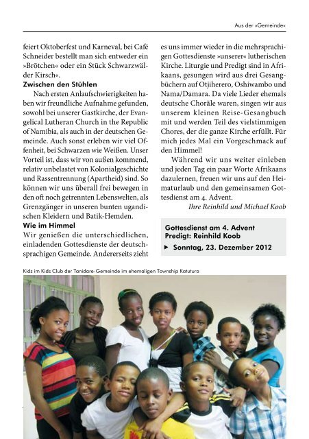 Gemeindebrief Nr. 19 / Advent/Weihnachten 2012 - Evangelischen ...