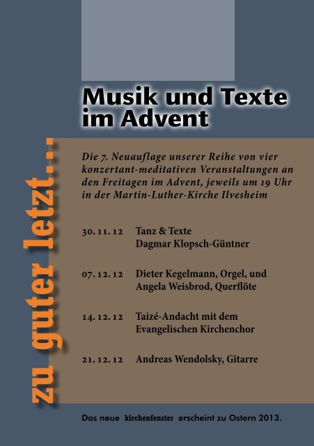 Gemeindebrief Nr. 19 / Advent/Weihnachten 2012 - Evangelischen ...