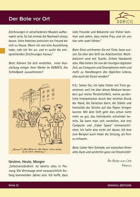 Das Magazin des DOMICIL-Seniorenpflegeheims in Berlin Pankow