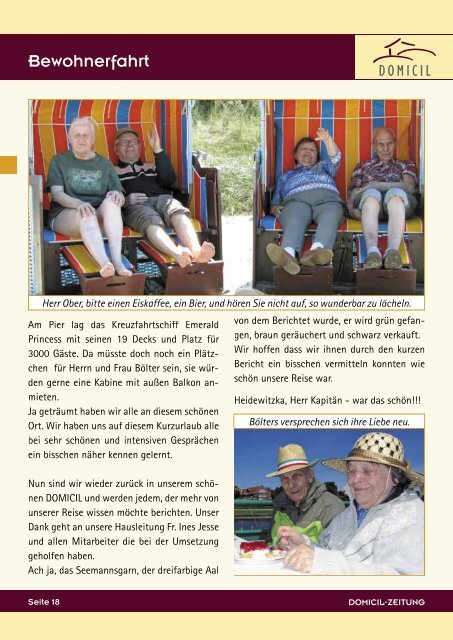 Das Magazin des DOMICIL-Seniorenpflegeheims in Berlin Pankow
