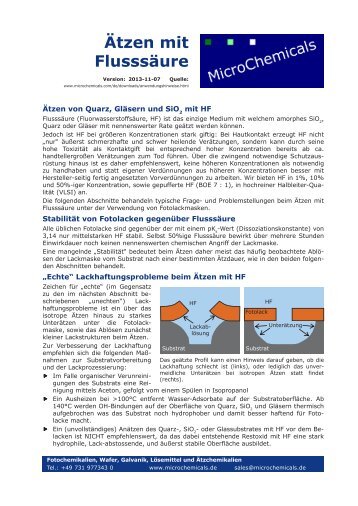 Ätzen mit Flusssäure - MicroChemicals GmbH