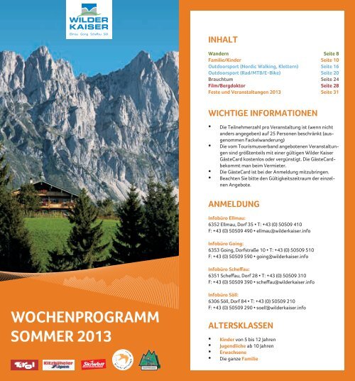 Tourismusverband Wochenprogramm Sommer 2013 - Hotel Hochfilzer