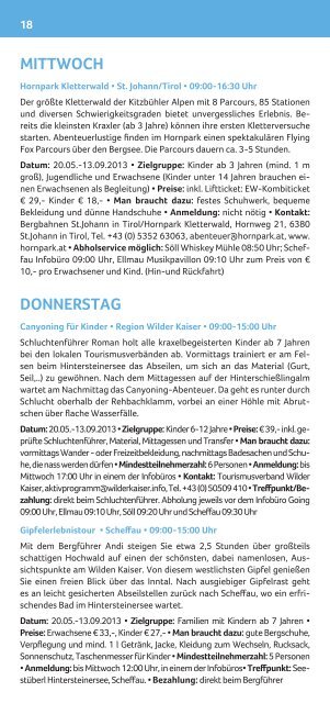 Tourismusverband Wochenprogramm Sommer 2013 - Hotel Hochfilzer