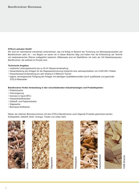 Bandtrockner für Biomasse - stela Laxhuber GmbH