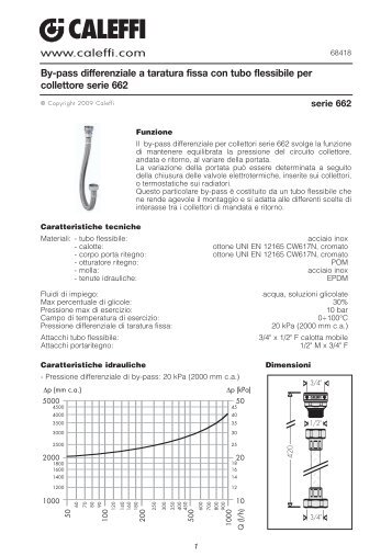 By-pass differenziale a taratura fissa con tubo - Caleffi