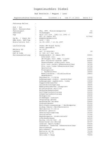 Kalkulationsliste als PDF - Ingenieurbüro Diekel