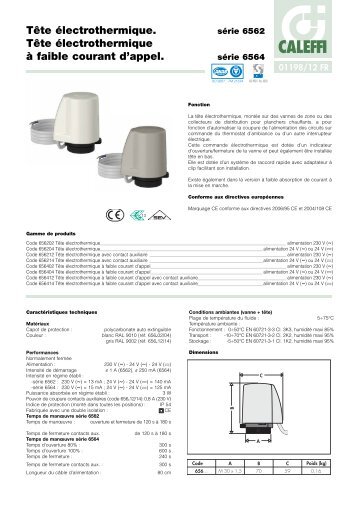 Tête électrothermique à faible courant d'appel. - Caleffi