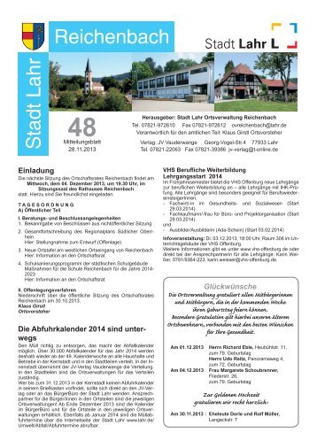 Mitteilungsblatt Reichenbach 48/2013 (application/pdf) - Lahr.de