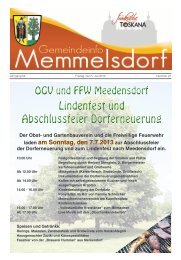 Lindenfest und Abschlussfeier Dorferneuerung ... - Memmelsdorf