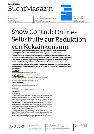 SnowControl: Online-Selbsthilfe zur Reduktion von ... - Arud