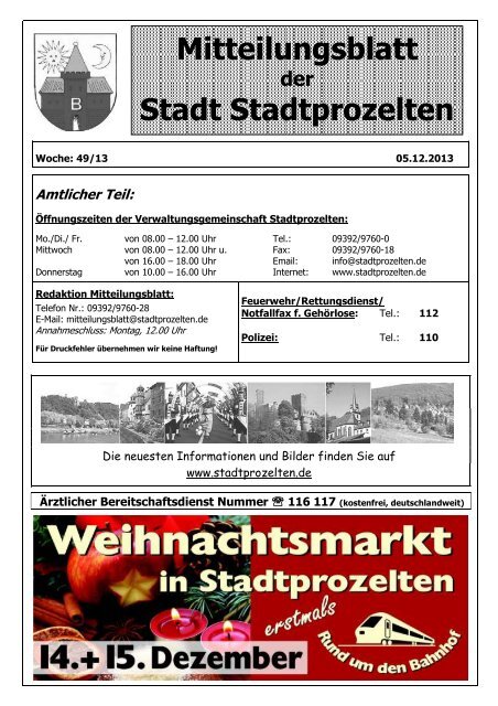 Mitteilungsblatt Stadt Stadtprozelten