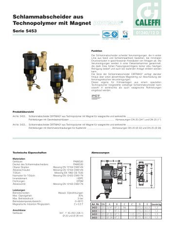 Schlammabscheider aus Technopolymer mit Magnet ... - Caleffi