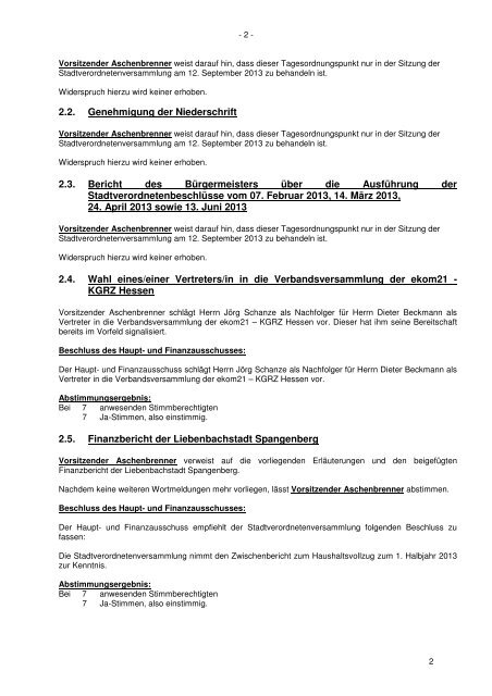 Haupt- und Finanzausschuss vom 5. September 2013 - Stadt ...