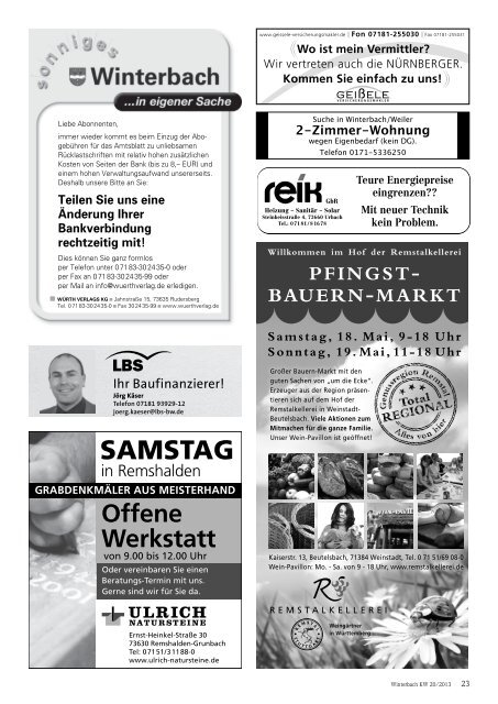 Mitteilungsblatt KW 20/2013 - Gemeinde Winterbach