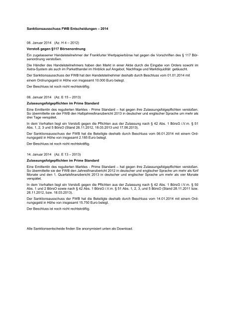 Sanktionsausschuss FWB Entscheidungen Jahre 2014 ( PDF / 9 KB )