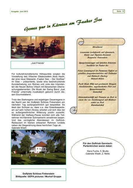 Infozeitschrift Juni 2013 - Golfclub Garmisch-Partenkirchen