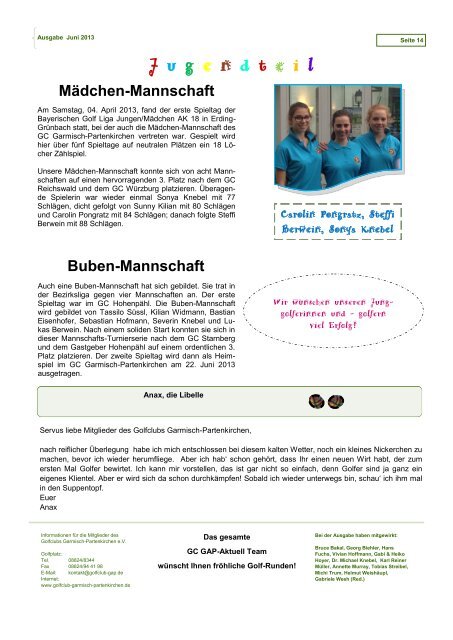 Infozeitschrift Juni 2013 - Golfclub Garmisch-Partenkirchen