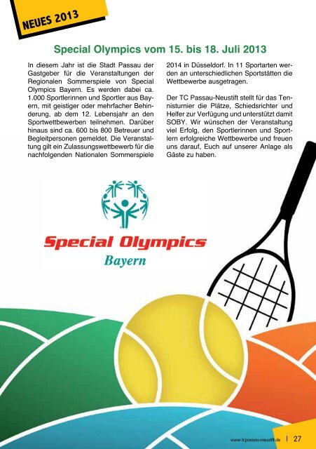 Vereinsheft 2013 als PDF - Tennis-Club Passau-Neustift e.V.