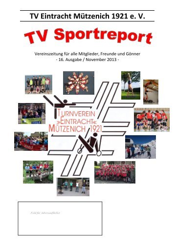 Vereinszeitung "TV-Sportreport 2013" - TV Mützenich