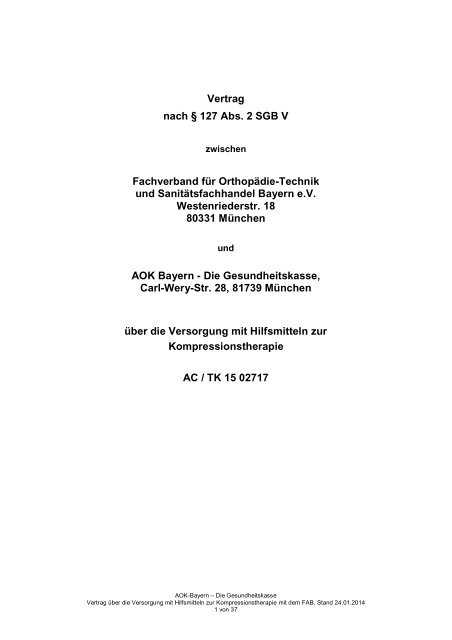 Vertrag über die Versorgung mit Hilfsmitteln zur Kompressionstherapie