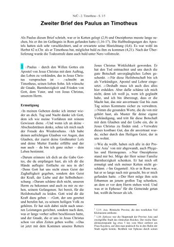 NeÜ bibel.heute: Zweiter Brief des Paulus an Timotheus