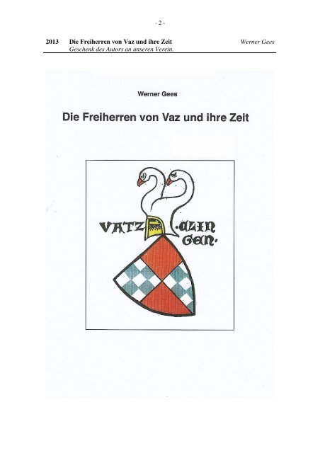 2013-Die Freiherren von Vaz und ihre Zeit - Burgenverein Untervaz