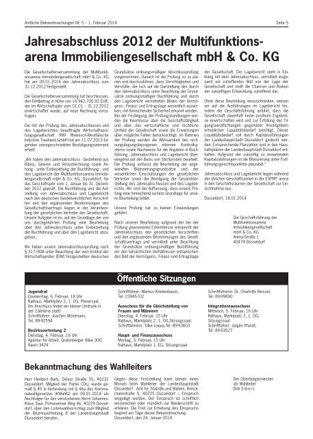 Düsseldorfer Amtsblatt Nr. 4 vom 25. Januar 2014 - Stadt Düsseldorf