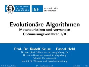 Evolutionäre Algorithmen - Otto-von-Guericke-Universität Magdeburg