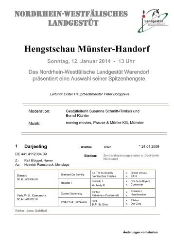 Hengstschau Münster-Handorf Sonntag, 12. Januar ... - graeffker.de