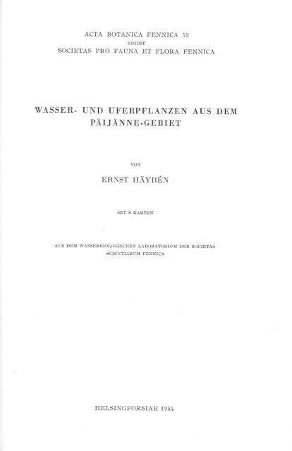 wasser- und uferpflanzen aus dem päijänne-gebiet - Helda