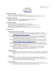 Curriculum Vitae - Department of History - Texas A&M University