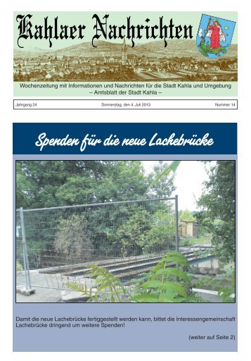 Kahlaer Nachrichten - Ausgabe Nr. 14 - 4. Juli 2013