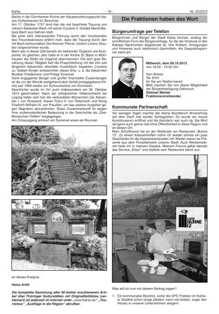 Kahlaer Nachrichten - Ausgabe Nr. 20 - 26. September 2013