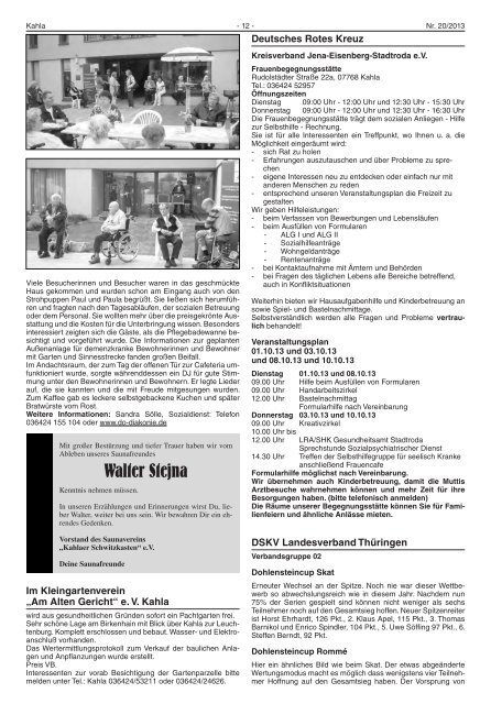 Kahlaer Nachrichten - Ausgabe Nr. 20 - 26. September 2013