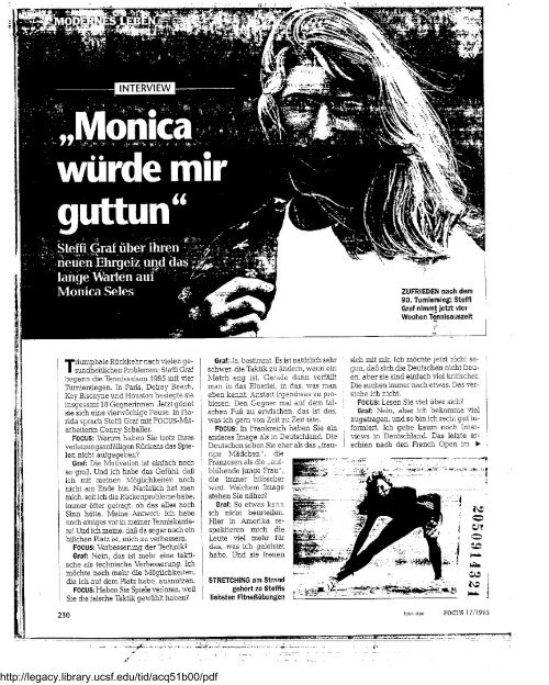 des russischen Steffi Graf iiber Liebe, Sport und - Legacy Tobacco ...