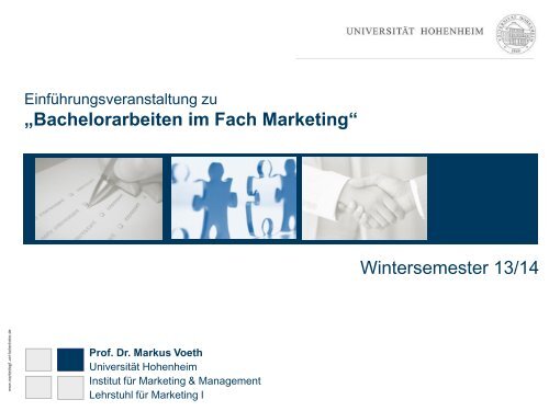 „Bachelorarbeiten im Fach Marketing“ Wintersemester 13/14