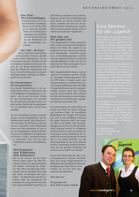 Vorarlberg - Ausgabe 03/2013 - Landjugend Österreich