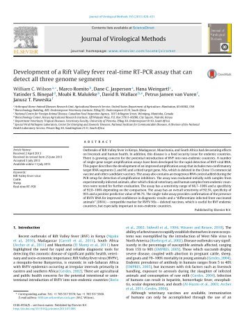 Development of a Rift Valley fever real-time RT-PCR assay that can ...