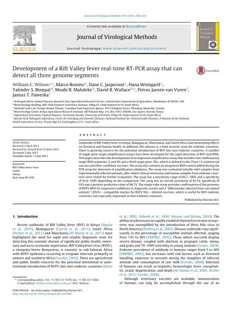 Development of a Rift Valley fever real-time RT-PCR assay that can ...