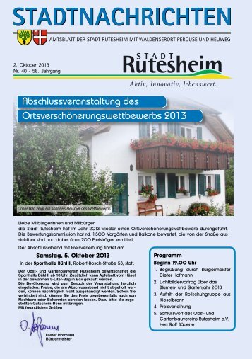 Ausgabe Nr. 40 vom 02. Oktoberr 2013 Teil I - Rutesheim