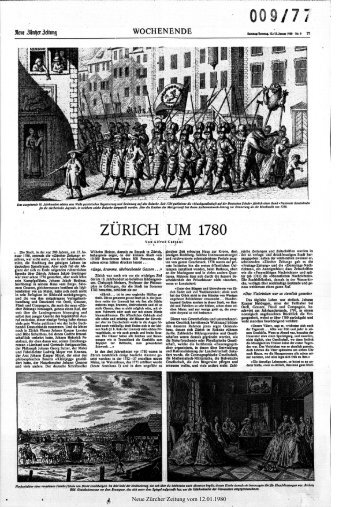 ZÜRICH UM 1780 - Neue Zürcher Zeitung