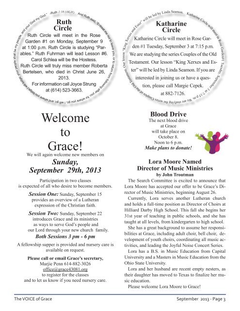 September 2013 Grace Evangelical Lutheran Church ... - Clover