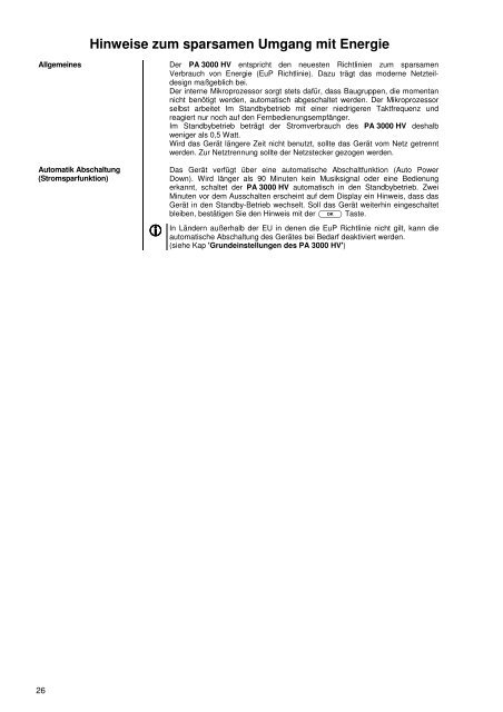 Grundeinstellungen des PA 3000 HV - T+A Elektroakustik